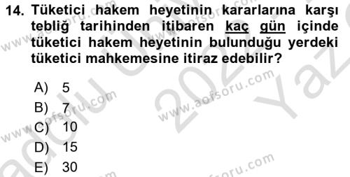 İşletme Hukuku Dersi 2022 - 2023 Yılı Yaz Okulu Sınavı 14. Soru