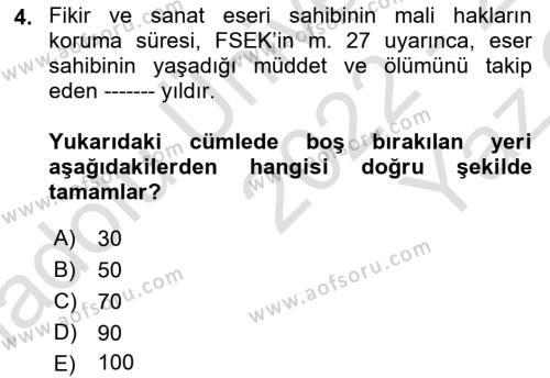 İşletme Hukuku Dersi 2022 - 2023 Yılı Yaz Okulu Sınavı 4. Soru