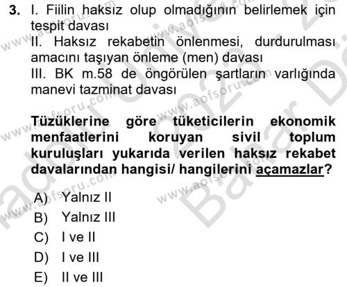 İşletme Hukuku Dersi 2023 - 2024 Yılı (Vize) Ara Sınavı 3. Soru