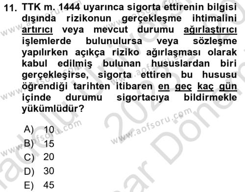 İşletme Hukuku Dersi 2023 - 2024 Yılı (Final) Dönem Sonu Sınavı 11. Soru