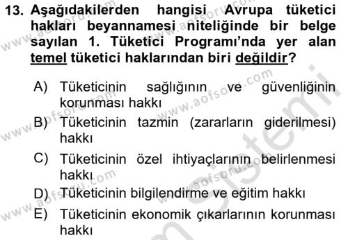 İşletme Hukuku Dersi 2023 - 2024 Yılı (Final) Dönem Sonu Sınavı 13. Soru