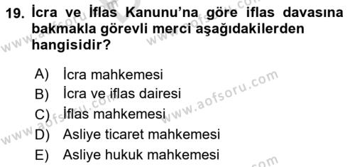 İşletme Hukuku Dersi 2023 - 2024 Yılı (Final) Dönem Sonu Sınavı 19. Soru