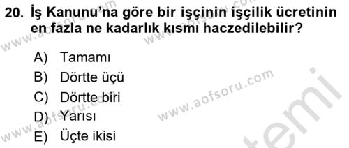 İşletme Hukuku Dersi 2023 - 2024 Yılı (Final) Dönem Sonu Sınavı 20. Soru