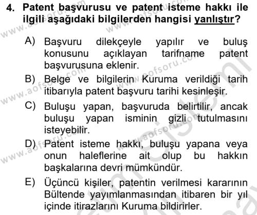 İşletme Hukuku Dersi 2023 - 2024 Yılı (Final) Dönem Sonu Sınavı 4. Soru