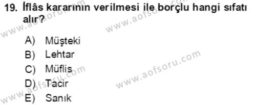 İşletme Hukuku Dersi 2023 - 2024 Yılı Yaz Okulu Sınavı 19. Soru