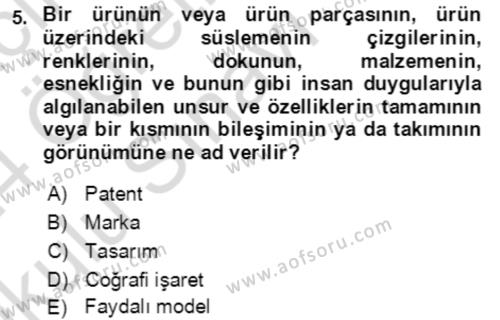 İşletme Hukuku Dersi 2023 - 2024 Yılı Yaz Okulu Sınavı 5. Soru