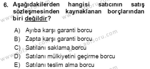 İşletme Hukuku Dersi 2023 - 2024 Yılı Yaz Okulu Sınavı 6. Soru