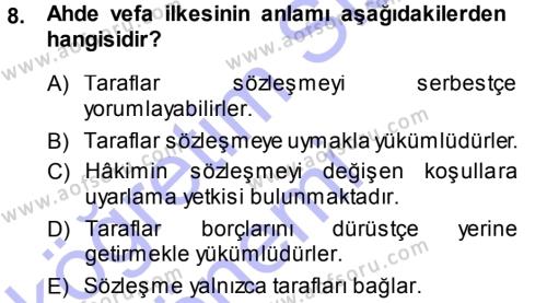 Medeni Hukuk 1 Dersi 2013 - 2014 Yılı (Vize) Ara Sınavı 8. Soru