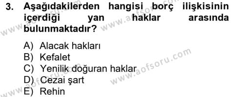 Medeni Hukuk 2 Dersi 2012 - 2013 Yılı (Vize) Ara Sınavı 3. Soru
