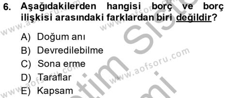 Medeni Hukuk 2 Dersi 2014 - 2015 Yılı (Final) Dönem Sonu Sınavı 6. Soru