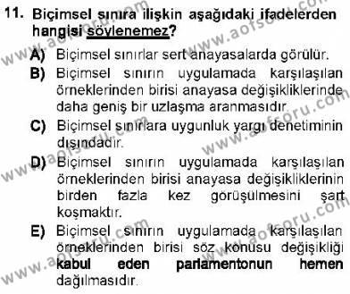 Türk Anayasa Hukuku Dersi 2012 - 2013 Yılı (Vize) Ara Sınavı 11. Soru