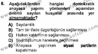 Türk Anayasa Hukuku Dersi 2012 - 2013 Yılı (Vize) Ara Sınavı 8. Soru
