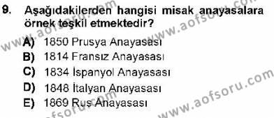 Türk Anayasa Hukuku Dersi 2012 - 2013 Yılı (Vize) Ara Sınavı 9. Soru