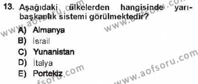 Türk Anayasa Hukuku Dersi 2012 - 2013 Yılı Tek Ders Sınavı 13. Soru