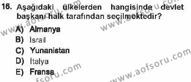 Türk Anayasa Hukuku Dersi 2012 - 2013 Yılı Tek Ders Sınavı 16. Soru