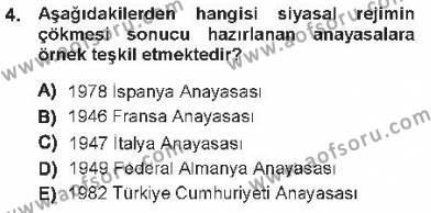Türk Anayasa Hukuku Dersi 2012 - 2013 Yılı Tek Ders Sınavı 4. Soru