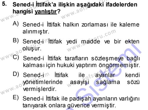 Türk Anayasa Hukuku Dersi 2013 - 2014 Yılı (Vize) Ara Sınavı 5. Soru