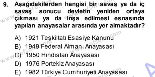 Türk Anayasa Hukuku Dersi 2013 - 2014 Yılı (Vize) Ara Sınavı 9. Soru