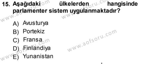 Türk Anayasa Hukuku Dersi 2013 - 2014 Yılı Tek Ders Sınavı 15. Soru