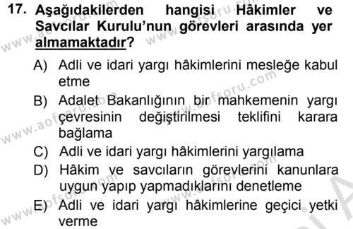Türk Anayasa Hukuku Dersi 2013 - 2014 Yılı Tek Ders Sınavı 17. Soru