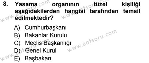 Türk Anayasa Hukuku Dersi 2013 - 2014 Yılı Tek Ders Sınavı 8. Soru