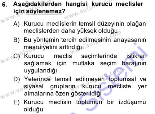 Türk Anayasa Hukuku Dersi 2014 - 2015 Yılı (Vize) Ara Sınavı 6. Soru