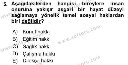 Türk Anayasa Hukuku Dersi 2020 - 2021 Yılı Yaz Okulu Sınavı 5. Soru