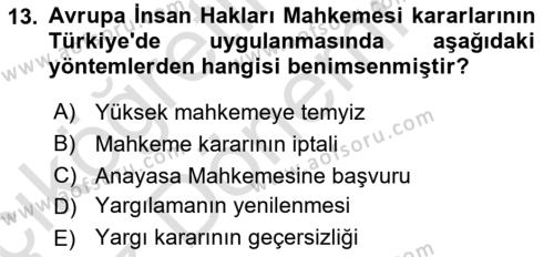 Türk Anayasa Hukuku Dersi 2023 - 2024 Yılı (Vize) Ara Sınavı 13. Soru