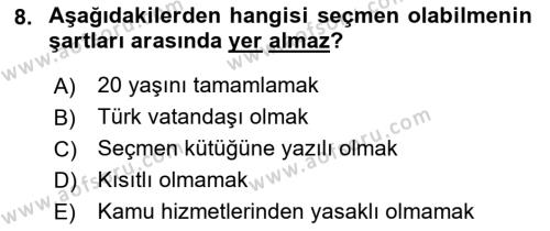 Türk Anayasa Hukuku Dersi 2023 - 2024 Yılı (Vize) Ara Sınavı 8. Soru