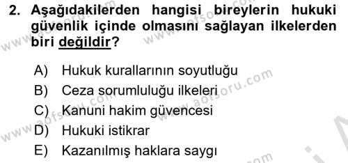 Türk Anayasa Hukuku Dersi 2023 - 2024 Yılı (Final) Dönem Sonu Sınavı 2. Soru