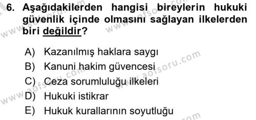 Türk Anayasa Hukuku Dersi 2024 - 2025 Yılı (Vize) Ara Sınavı 6. Soru