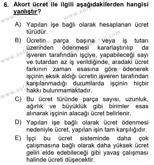 İş Ve Sosyal Güvenlik Hukuku Dersi 2022 - 2023 Yılı Yaz Okulu Sınavı 6. Soru