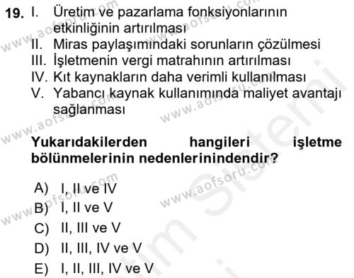 Muhasebe ve Hukuk Dersi 2018 - 2019 Yılı (Final) Dönem Sonu Sınavı 19. Soru