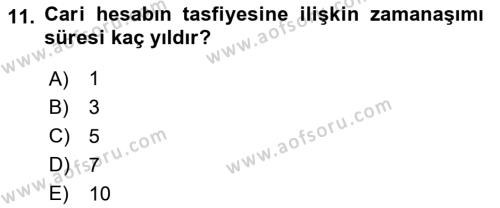 Muhasebe ve Hukuk Dersi 2020 - 2021 Yılı Yaz Okulu Sınavı 11. Soru