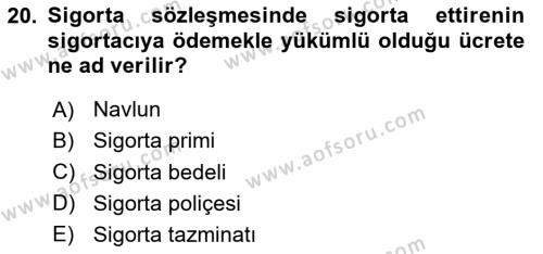 Muhasebe ve Hukuk Dersi 2020 - 2021 Yılı Yaz Okulu Sınavı 20. Soru