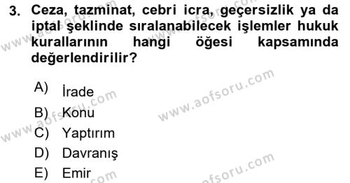 Muhasebe ve Hukuk Dersi 2020 - 2021 Yılı Yaz Okulu Sınavı 3. Soru