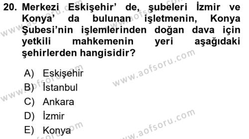 Muhasebe ve Hukuk Dersi 2021 - 2022 Yılı Yaz Okulu Sınavı 20. Soru