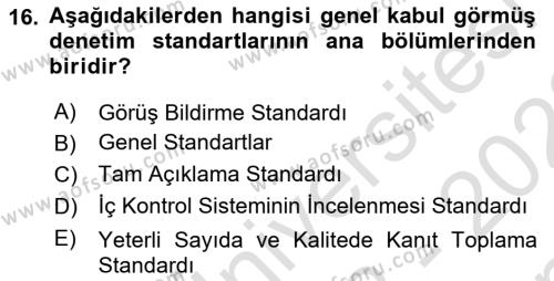 Muhasebe ve Hukuk Dersi 2022 - 2023 Yılı (Final) Dönem Sonu Sınavı 16. Soru