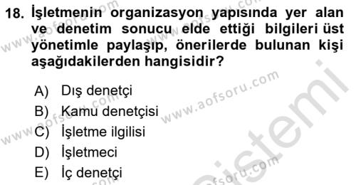 Muhasebe ve Hukuk Dersi 2022 - 2023 Yılı (Final) Dönem Sonu Sınavı 18. Soru