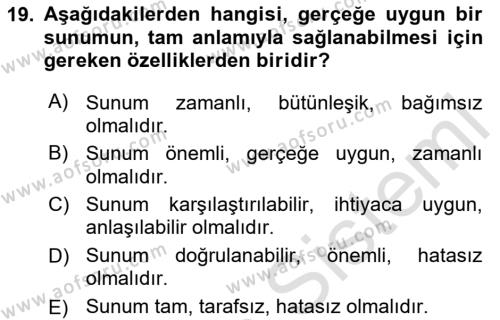 Muhasebe ve Hukuk Dersi 2024 - 2025 Yılı (Vize) Ara Sınavı 19. Soru