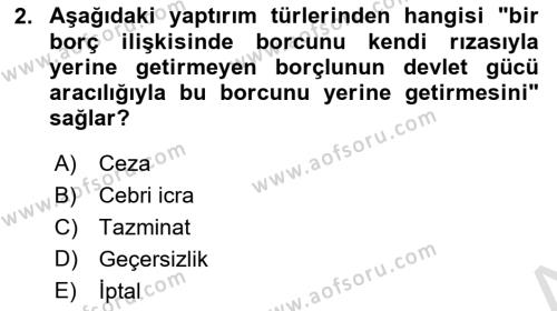 Muhasebe ve Hukuk Dersi 2024 - 2025 Yılı (Vize) Ara Sınavı 2. Soru