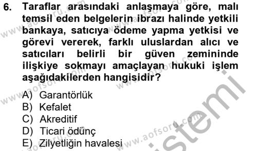 Borçlar Hukuku Dersi 2012 - 2013 Yılı (Final) Dönem Sonu Sınavı 6. Soru