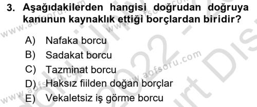 Borçlar Hukuku Dersi 2022 - 2023 Yılı (Vize) Ara Sınavı 3. Soru