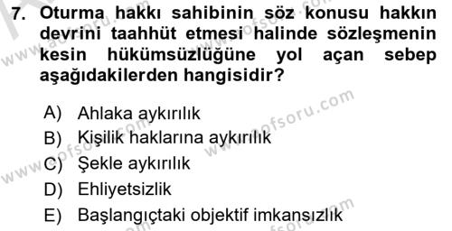 Borçlar Hukuku Dersi 2022 - 2023 Yılı (Vize) Ara Sınavı 7. Soru