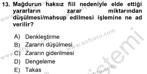 Borçlar Hukuku Dersi 2023 - 2024 Yılı (Vize) Ara Sınavı 13. Soru