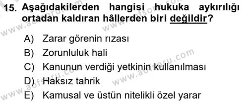 Borçlar Hukuku Dersi 2023 - 2024 Yılı (Vize) Ara Sınavı 15. Soru