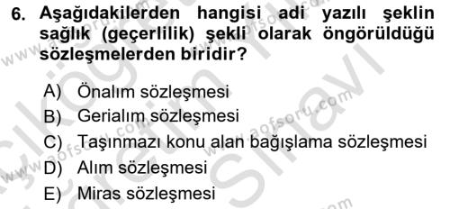 Borçlar Hukuku Dersi 2023 - 2024 Yılı (Vize) Ara Sınavı 6. Soru