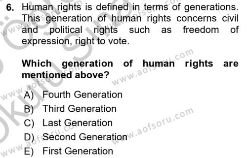 Introduction to Law Dersi 2018 - 2019 Yılı Yaz Okulu Sınavı 6. Soru