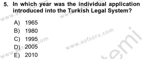 Introduction to Law Dersi 2020 - 2021 Yılı Yaz Okulu Sınavı 5. Soru