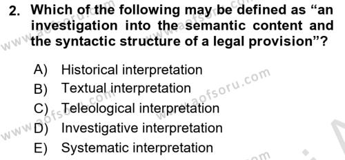 Introduction to Law Dersi 2022 - 2023 Yılı Yaz Okulu Sınavı 2. Soru